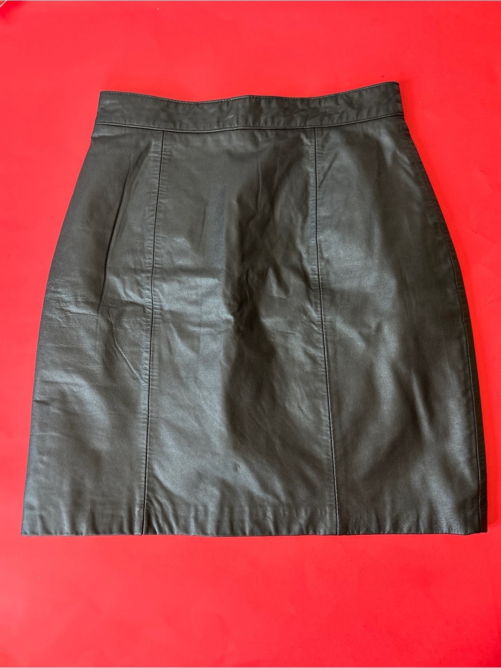 Vintage Classic Black Genuine Leather Skirt
